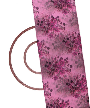 light purple flower print organza fabric